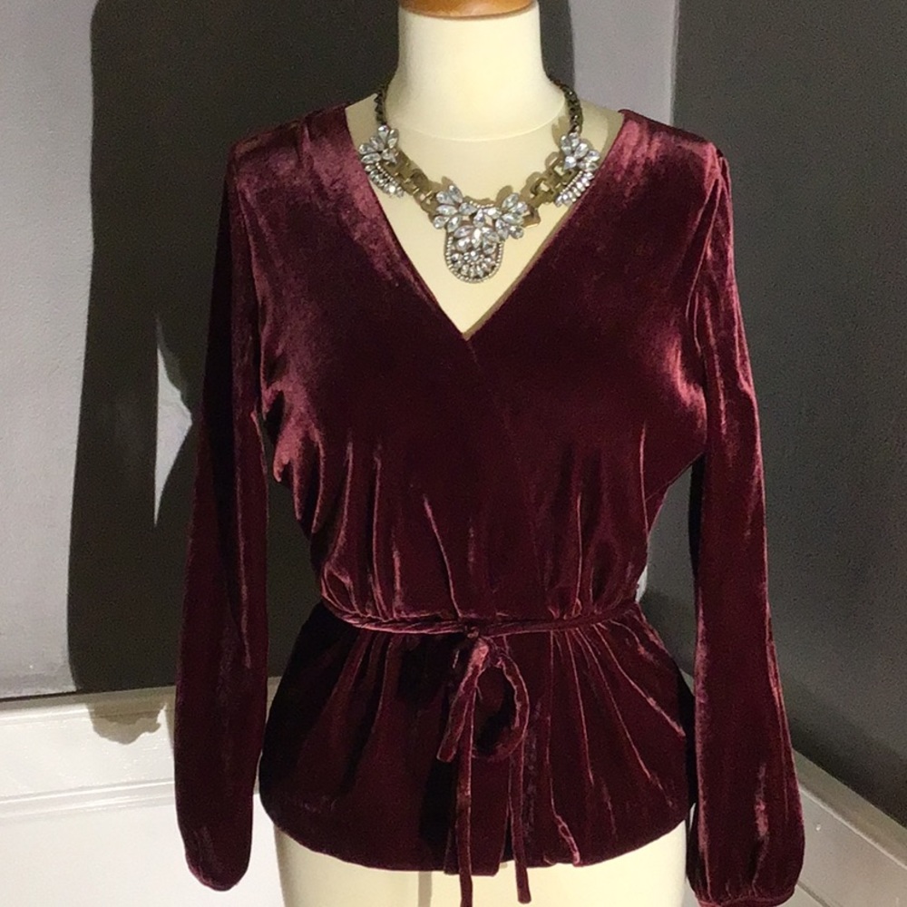 Maroon velvet J. Crew blouse, brand new.